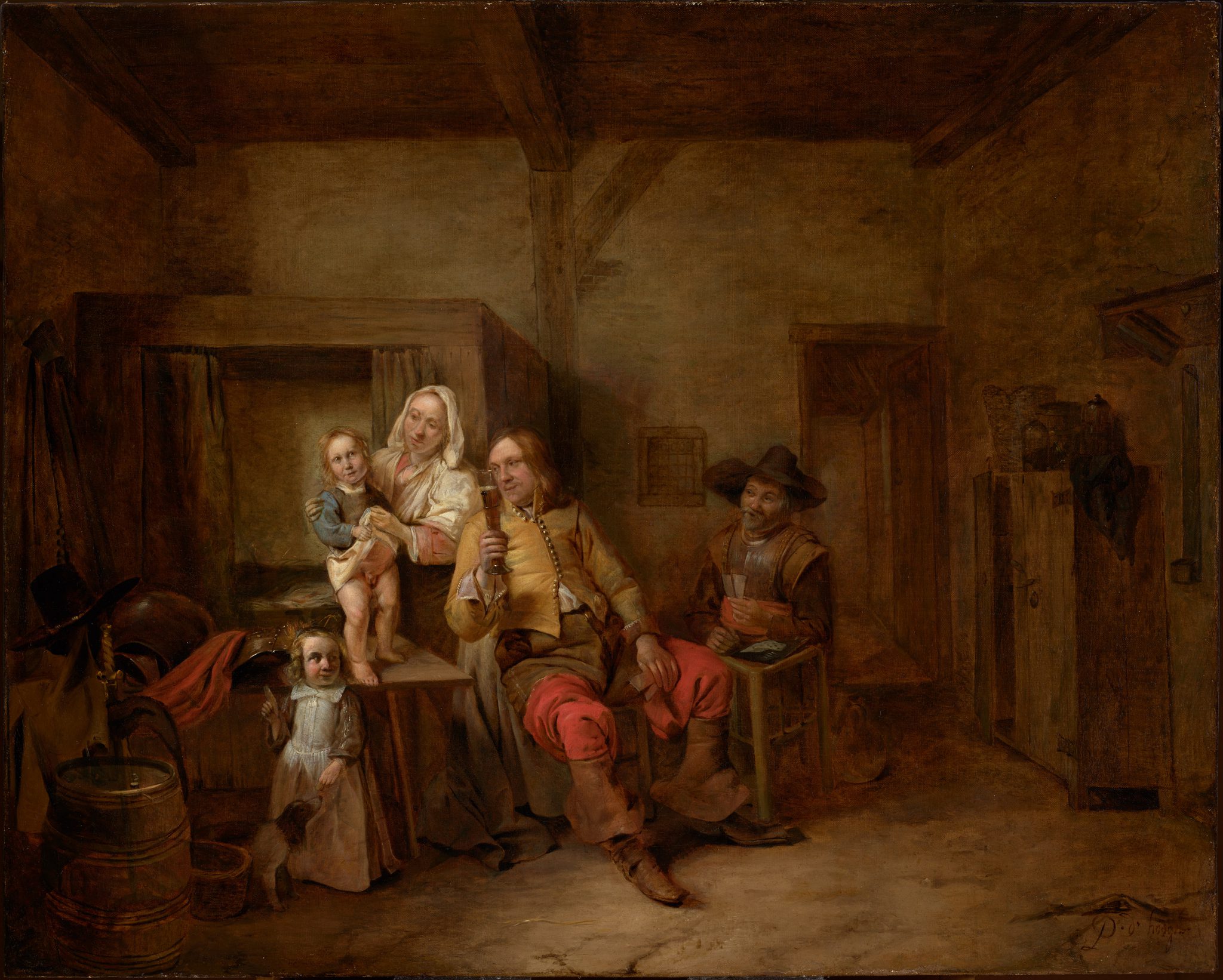 A Soldier and his family in an Interior