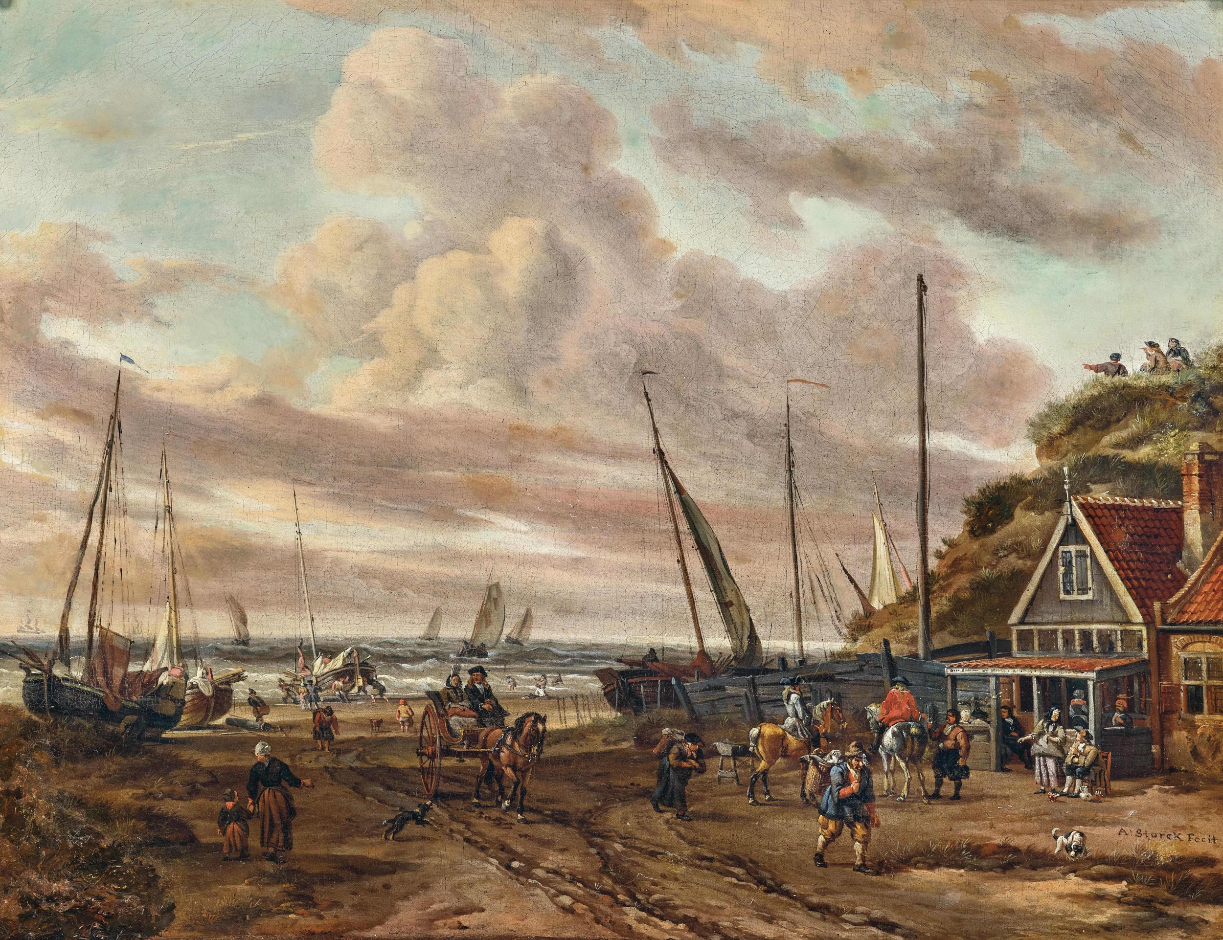 A Coastal Scene with Figures