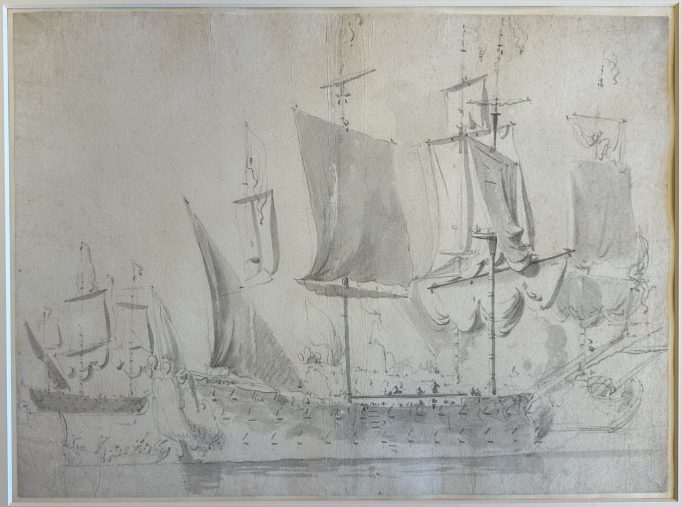An English frigate and other warships getting under way