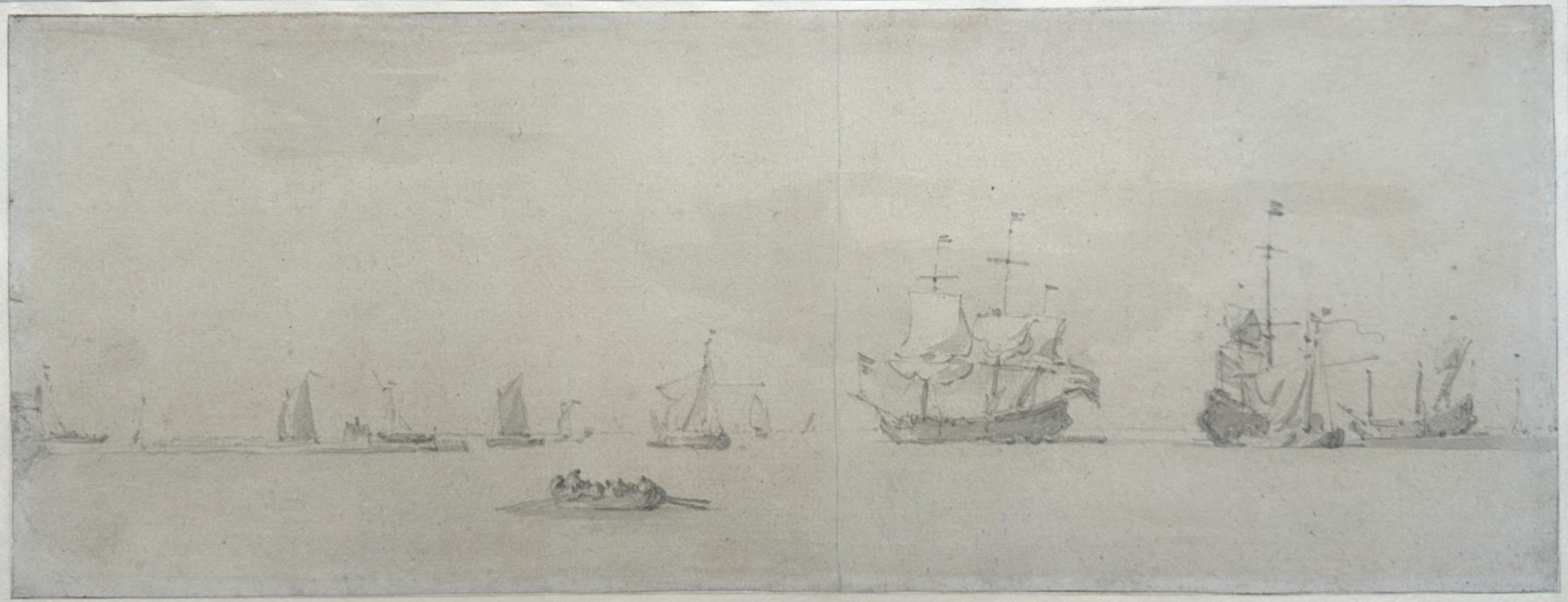 Men of War Anchored  on a Calm Day