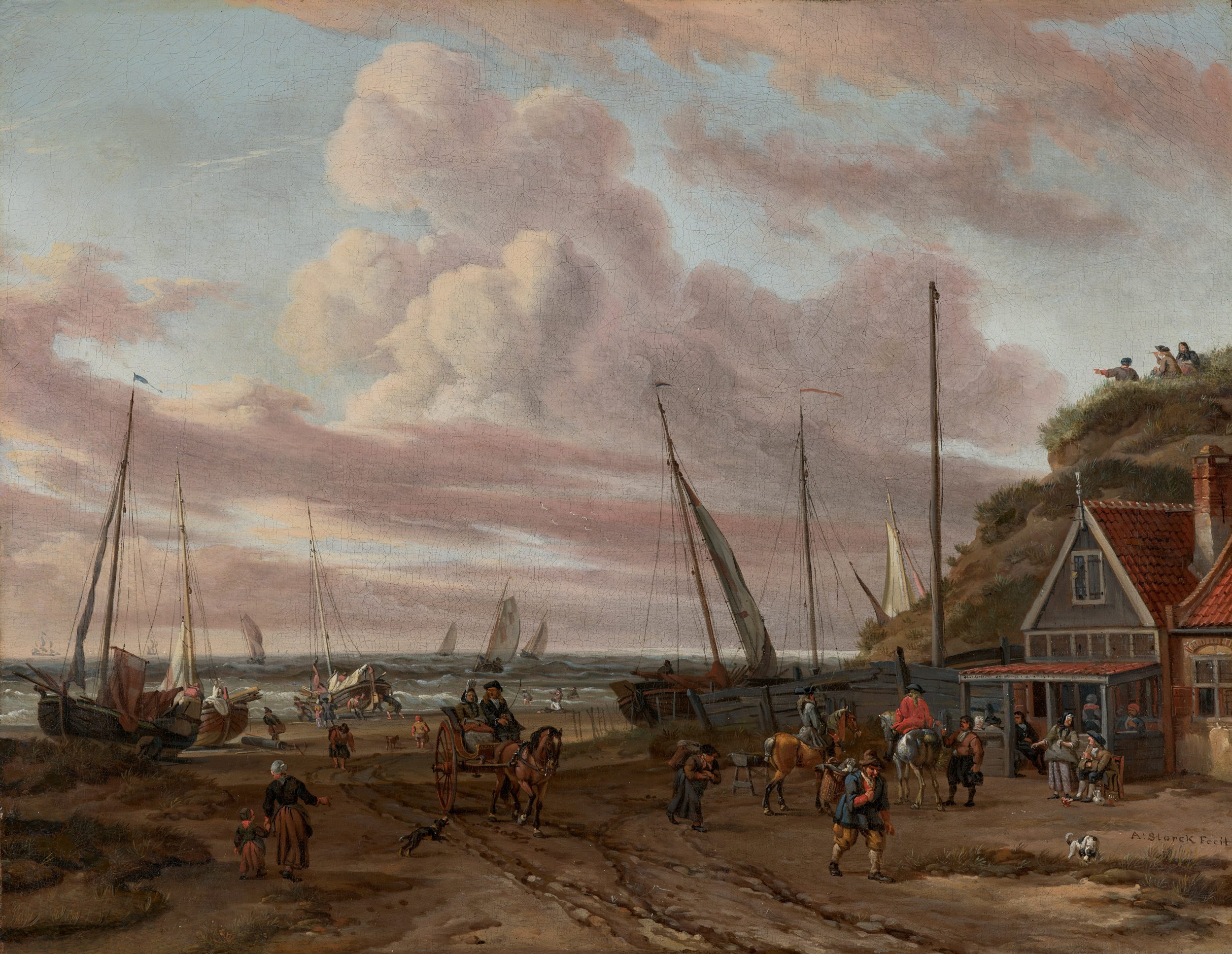 A Coastal Scene with Figures