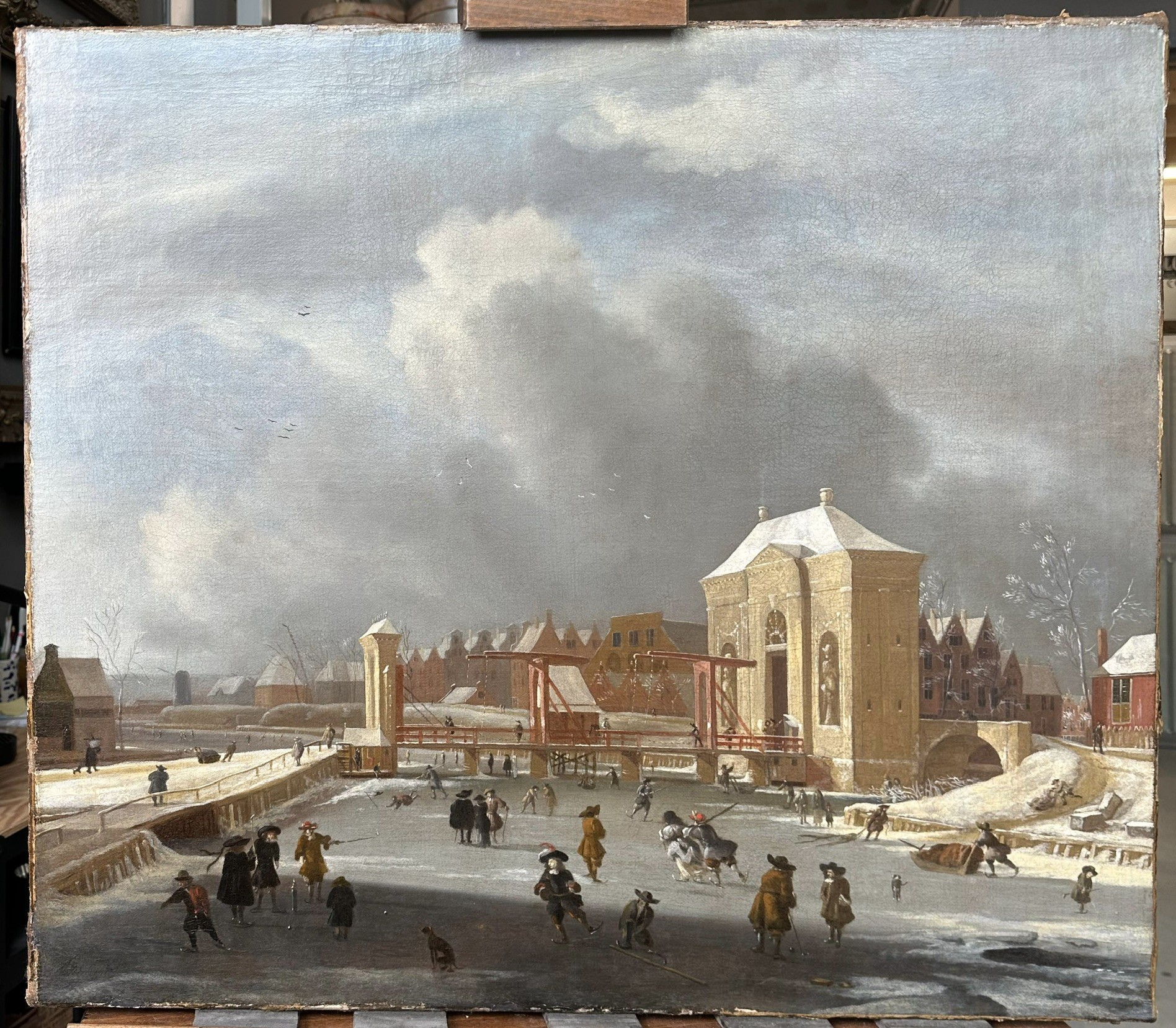 View of the Heiligewegspoort in Amsterdam during wintertime